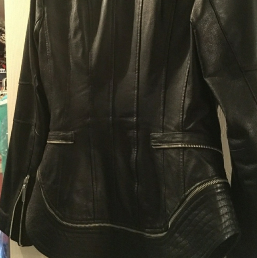 G.I.L.I ZIPPER SEAMS LEATHER JACKET SZ 12 NWT 💛🧡 - Picture 6 of 8
